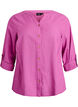 Cotton shirt blouse with V-neck, Pink, Packshot image number 0