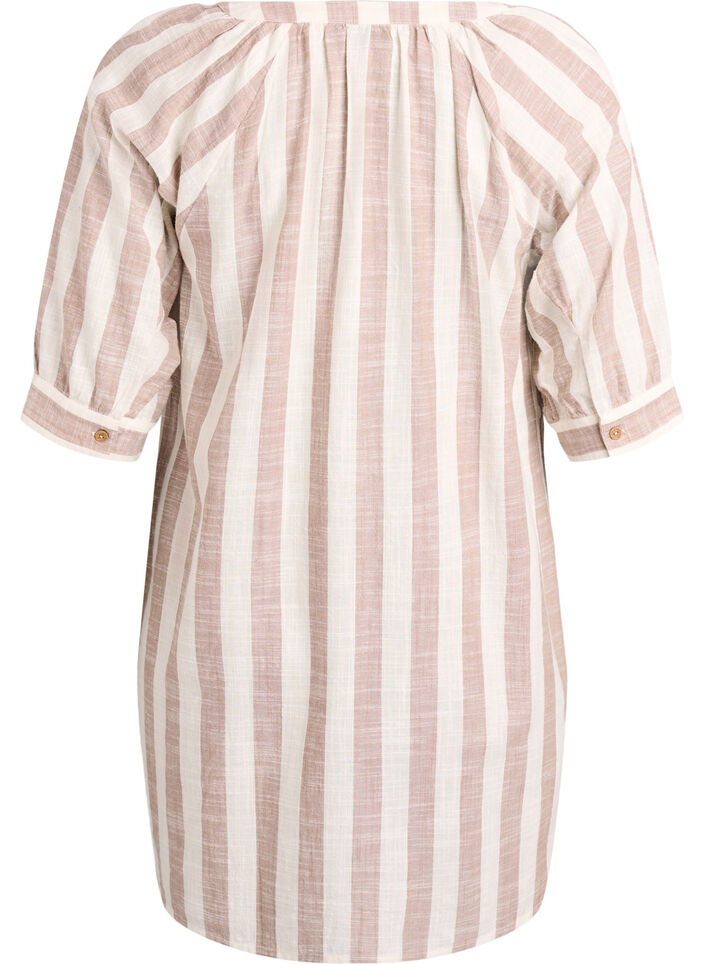 Cotton tunic with a V-neck, Beige, Packshot image number 1
