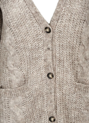 Knitted cardigan with a pattern and pockets, Iron melange, Packshot image number 2