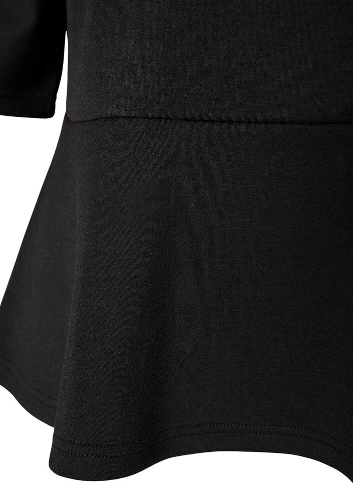 Peplum blouse with elbow-length sleeves, Black, Packshot image number 3