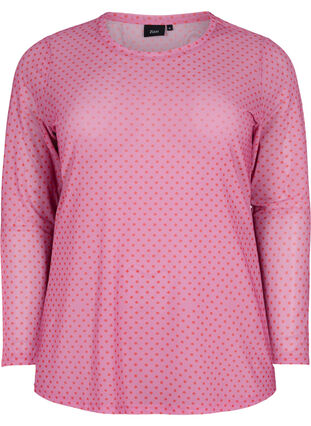 Printed mesh blouse, Cashmere Rose Dot, Packshot image number 0