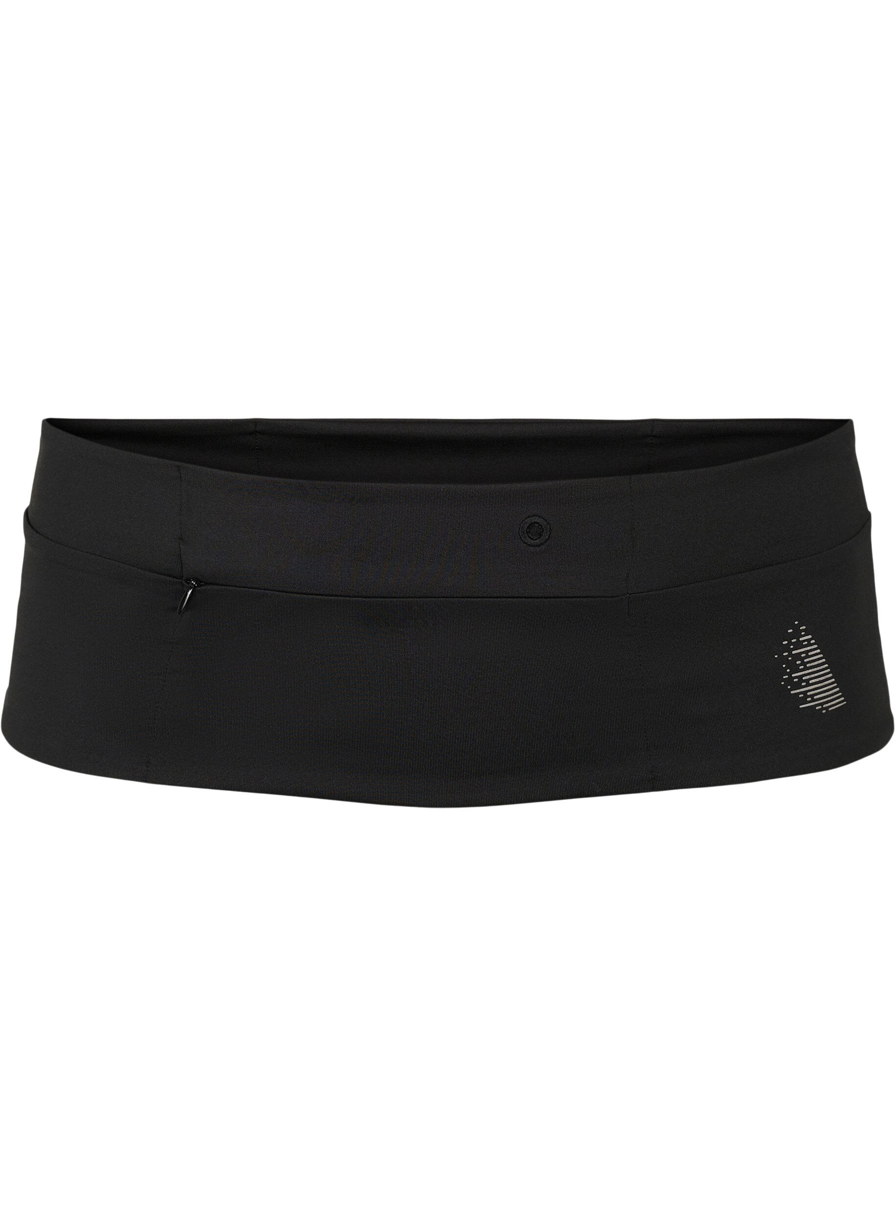 Zizzifashion Reflector running belt with pockets, Black, Packshot image number 0