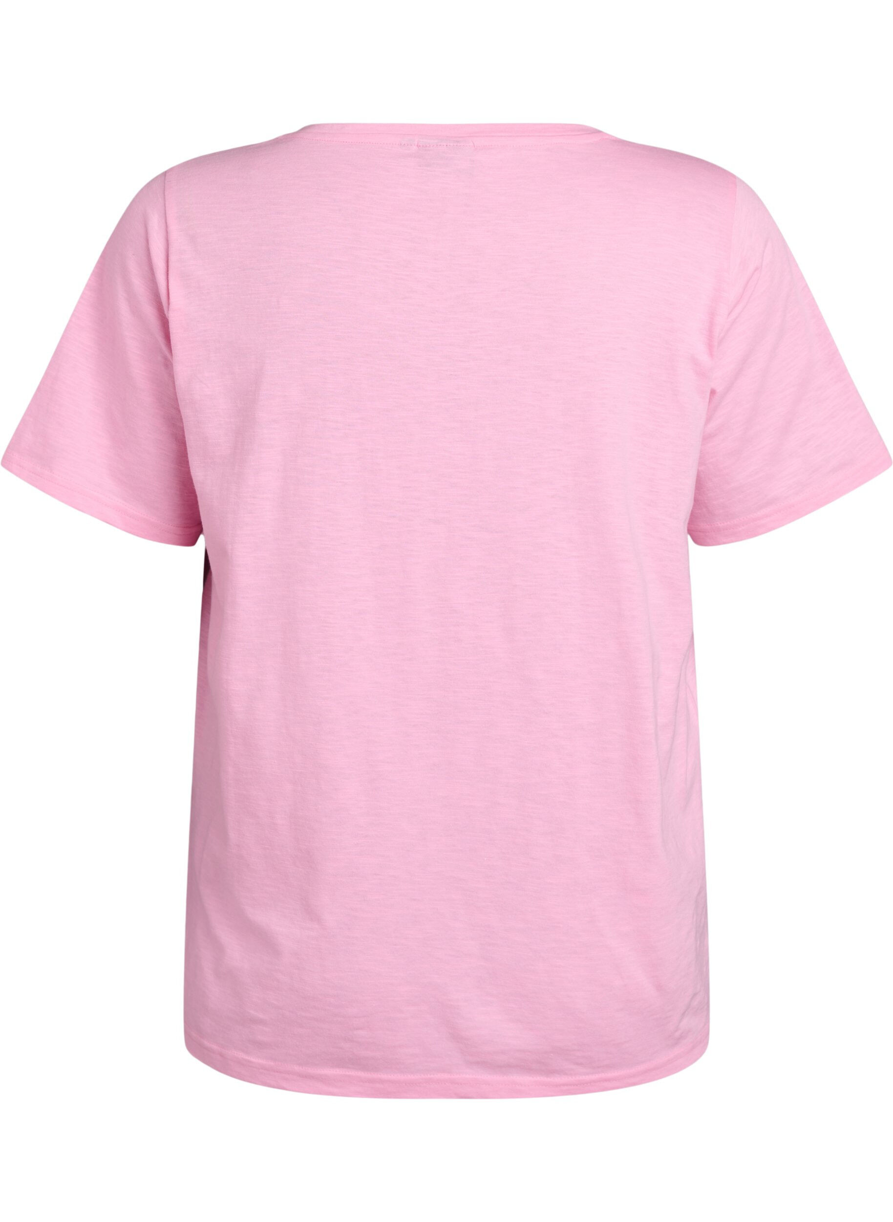 Zizzifashion Short-sleeved basic t-shirt with v-neck, Pink, Packshot image number 1