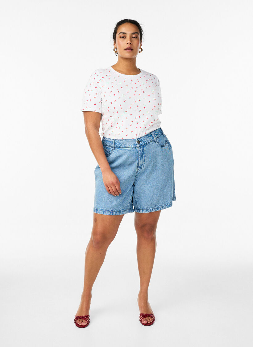 Cotton T-shirt with all-over print, Vanilla, Model image number 1