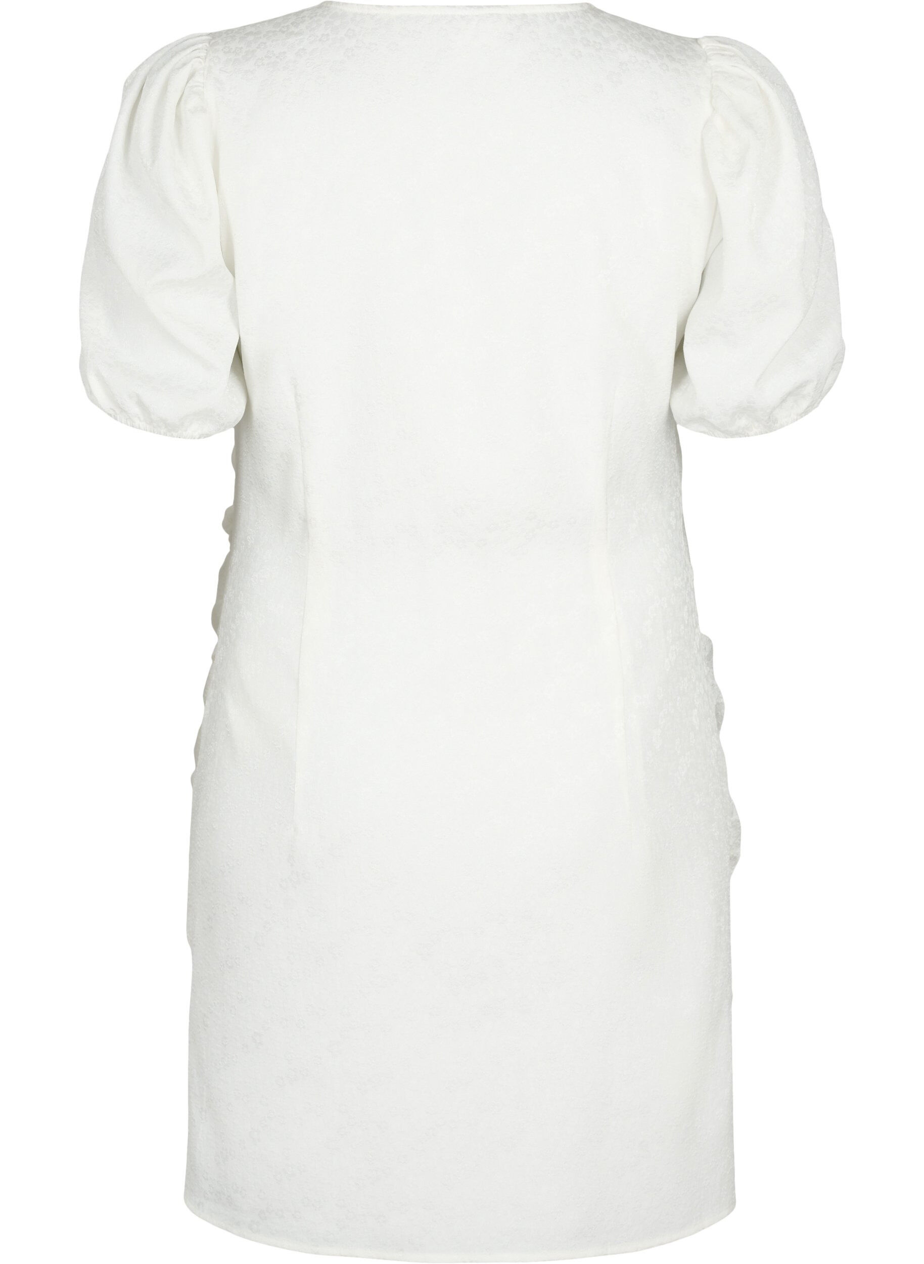 Zizzifashion Short sleeve dress with draping, Bright White, Packshot image number 1