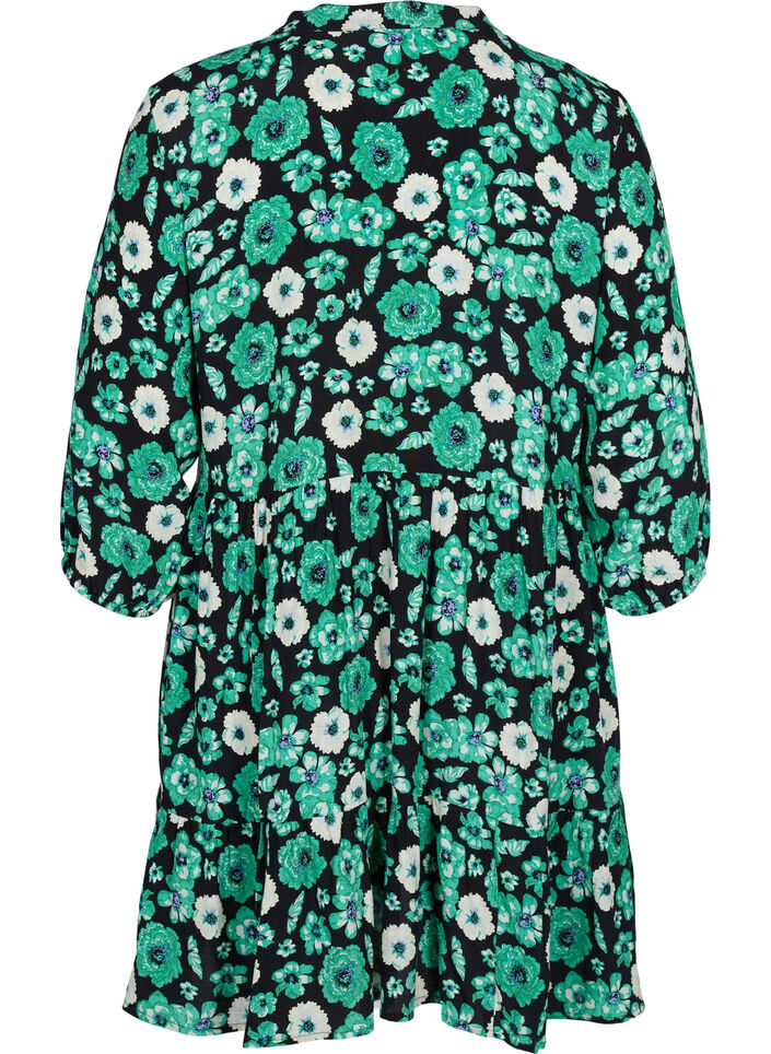 	 Floral tunic in viscose, Green Flower AOP, Packshot image number 1