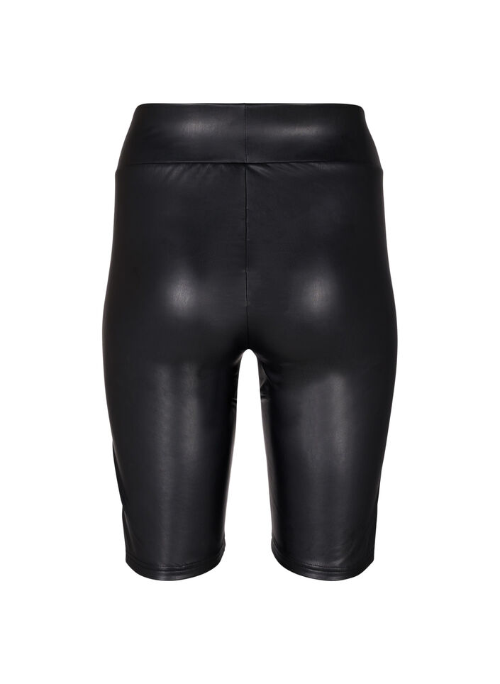 Shiny tight-fitting high-waisted shorts, Black, Packshot image number 1