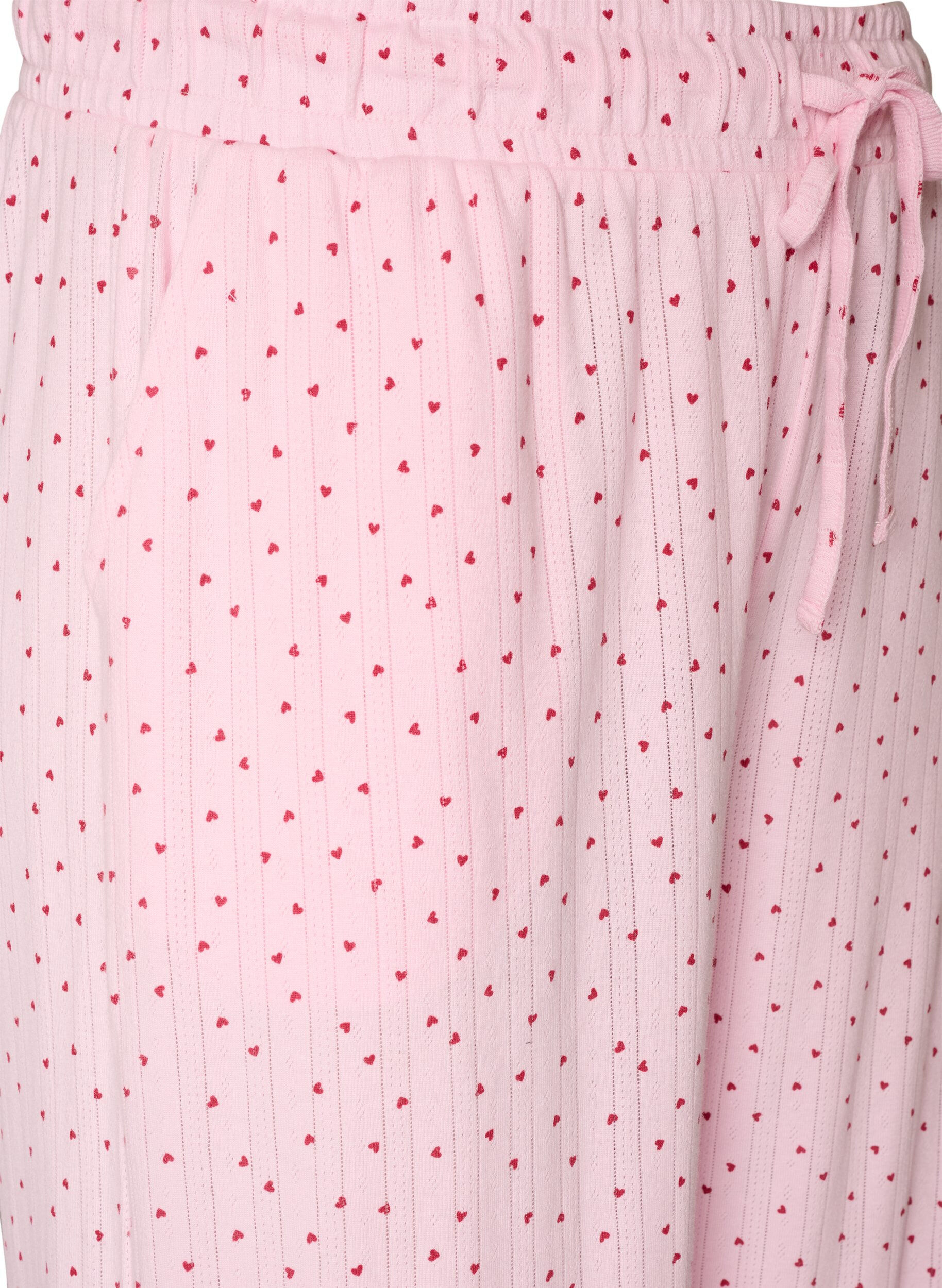 ZizzifashionOrganic cotton pyjama bottoms with eyelet embroidery, Pink, Packshot image number 2