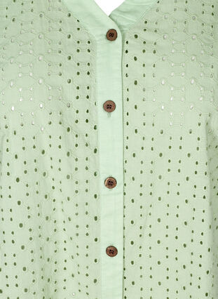 Sleeveless shirt with broderie anglaise, Silt Green, Packshot image number 2