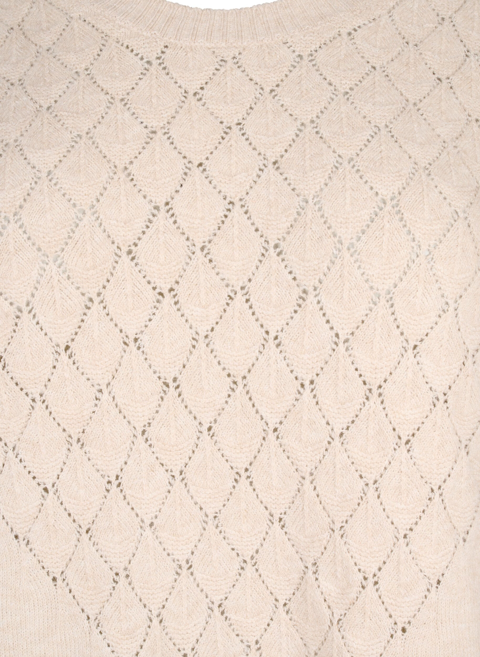 Zizzifashion Knitted blouse with lace pattern, Pumice Stone Mel., Packshot image number 2