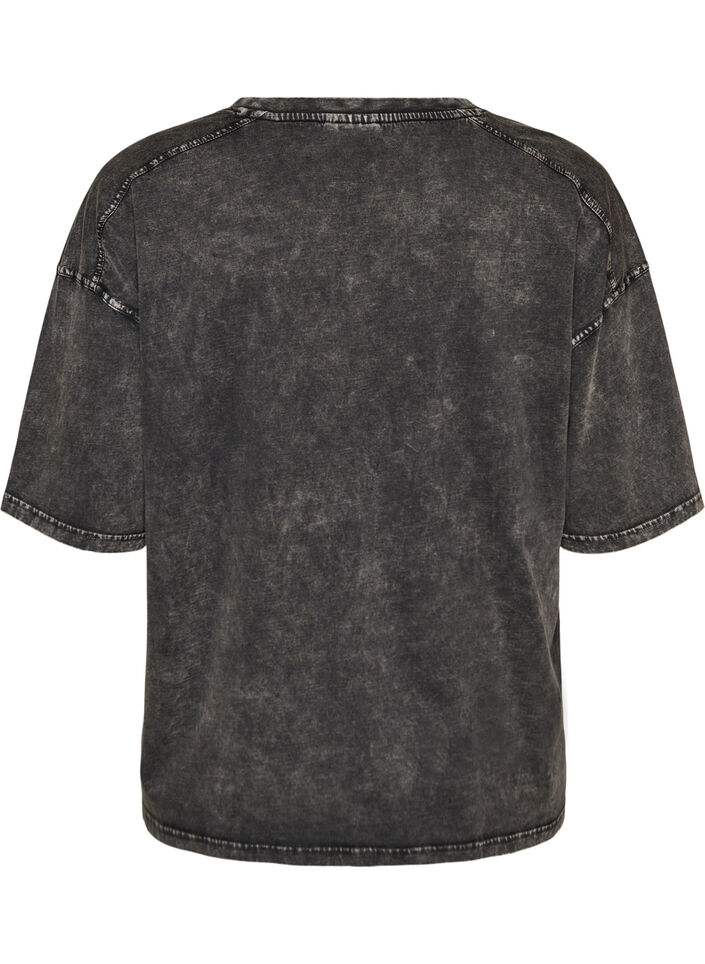 Oversized T-shirt in organic cotton with a college print, Black, Packshot image number 1