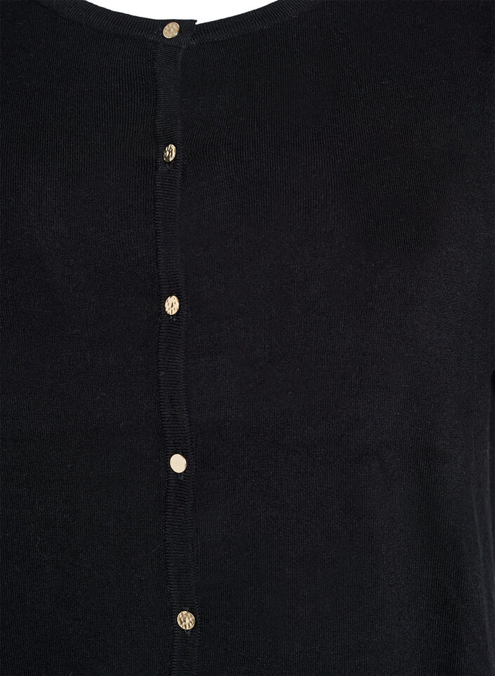 Short-sleeved knit cardigan in viscose, Black, Packshot image number 2