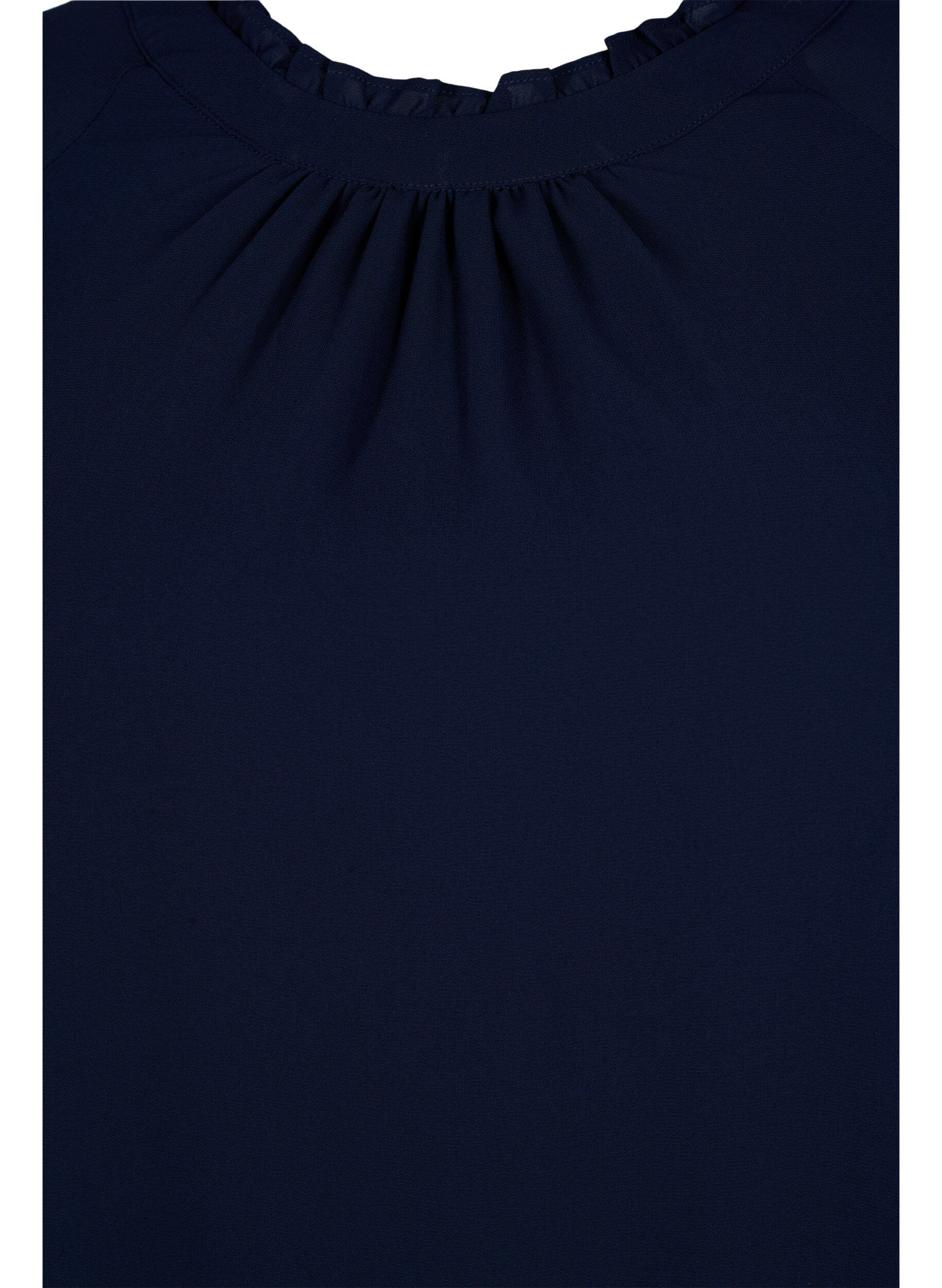 Zizzifashion Blouse with asymmetric hem and 3/4 sleeves, Navy Blazer, Packshot image number 2