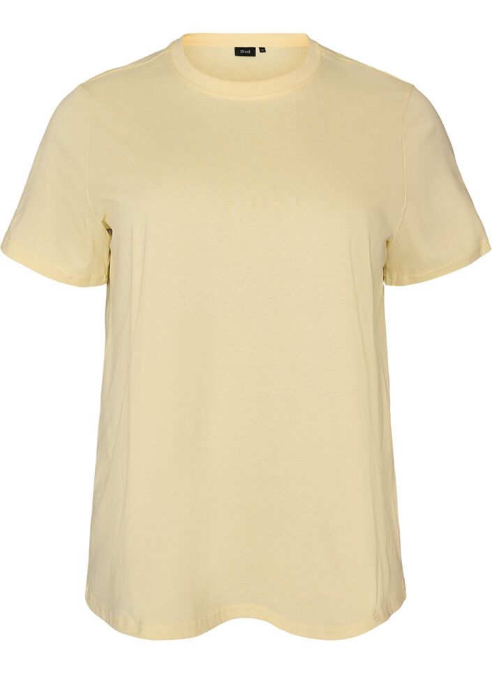 Basic cotton T-shirt with round neck, Yellow, Packshot image number 0