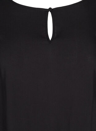 Long-sleeved viscose blouse with a round neck, Black, Packshot image number 2