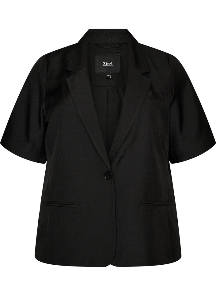 Blazer with short sleeves and lapels, Black, Packshot image number 0