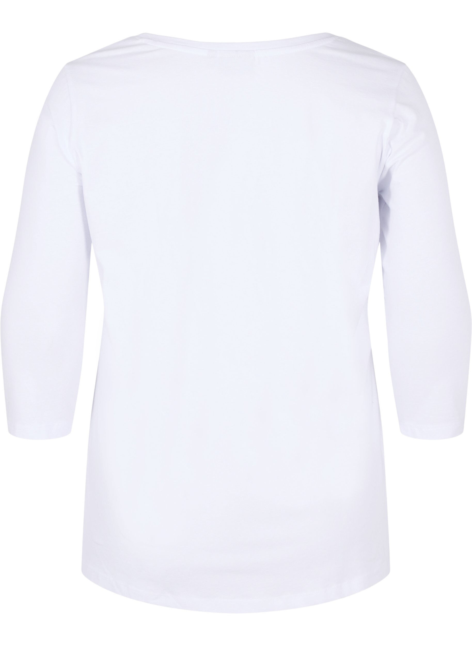 Zizzifashion Basic t-shirt with 3/4 length sleeves, Bright White, Packshot image number 1