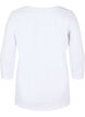 Basic t-shirt with 3/4 length sleeves, Bright White, Packshot image number 1