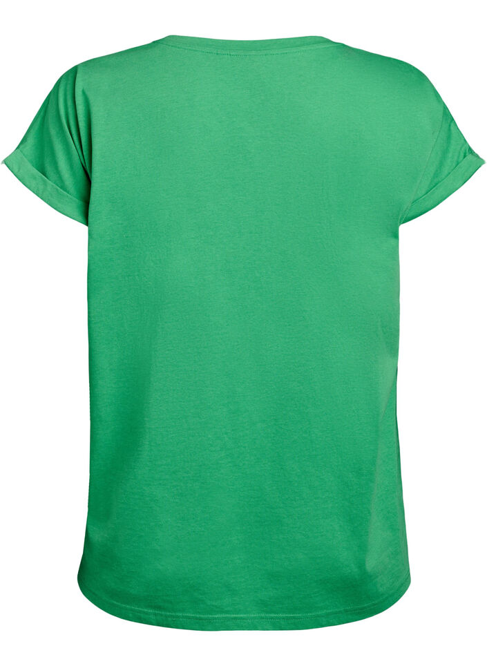 Short-sleeved cotton blend t-shirt, Green, Packshot image number 1