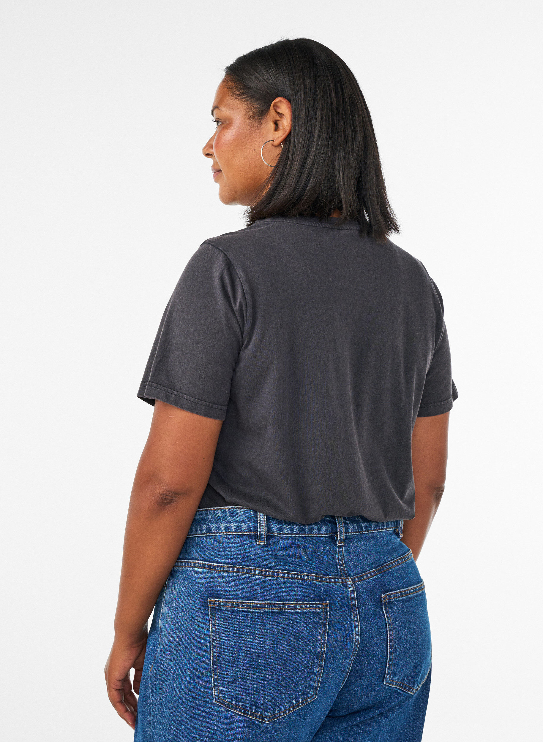 ZizzifashionOrganic cotton t-shirt with print, Dark Grey, Model image number 2