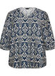 Patterned viscose blouse with 3/4-sleeves, Blue, Packshot image number 0
