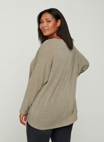 Plain-coloured blouse with long sleeves, Caramel Cream, Model image number 1