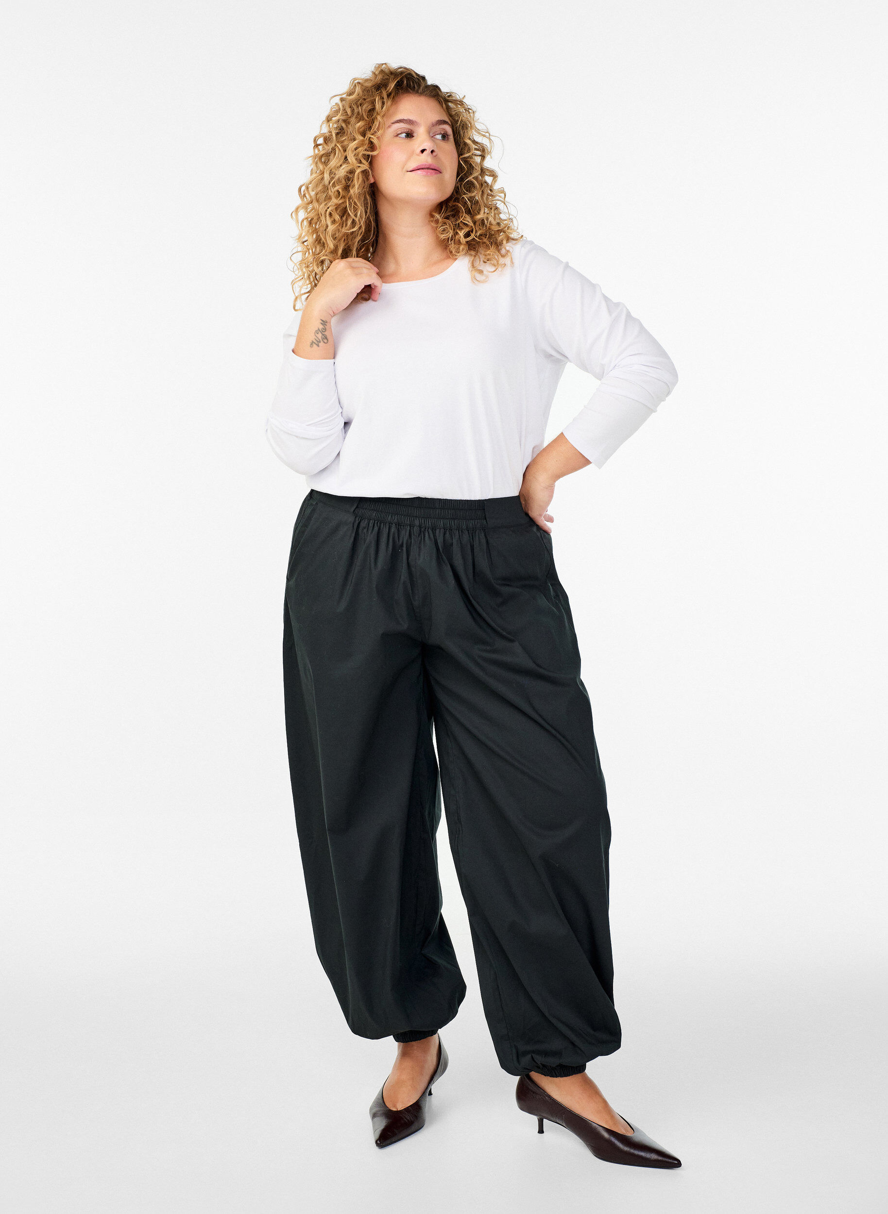 ZizzifashionBasic jersey top with long sleeves, White, Model image number 1