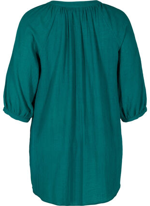 Cotton tunic with buttons and 3/4 sleeves, Pacific, Packshot image number 1