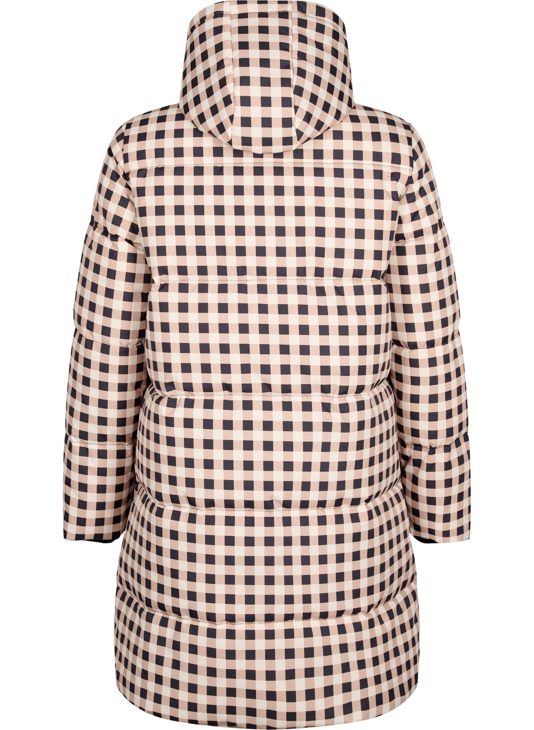 Zizzifashion Checked puffer winter jacket, Black w. Nomad Check, Packshot image number 1