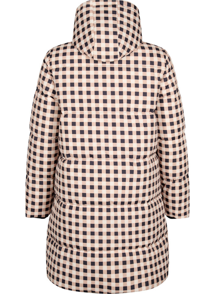 Checked puffer winter jacket, Black w. Nomad Check, Packshot image number 1