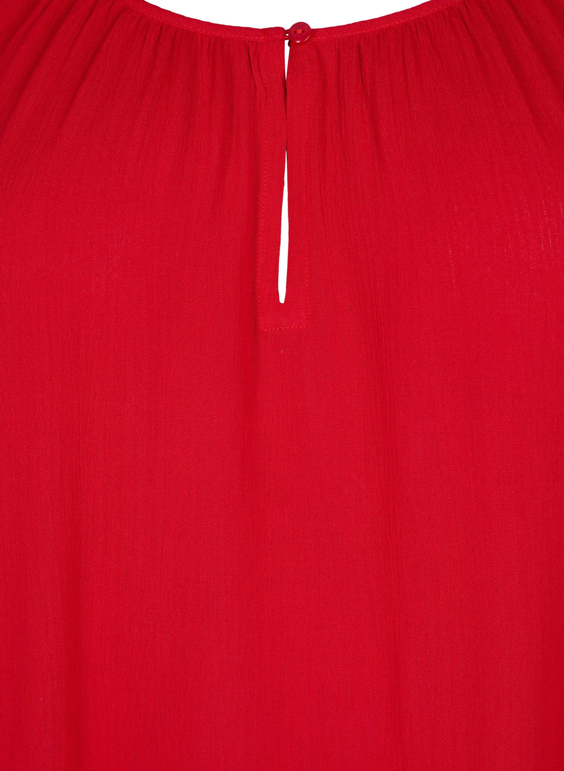 Zizzifashion Viscose tunic with 3/4 sleeves, Red, Packshot image number 2