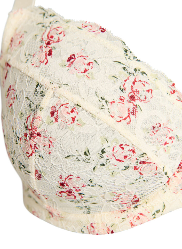 Full coverage bra with floral lace, White, Packshot image number 2
