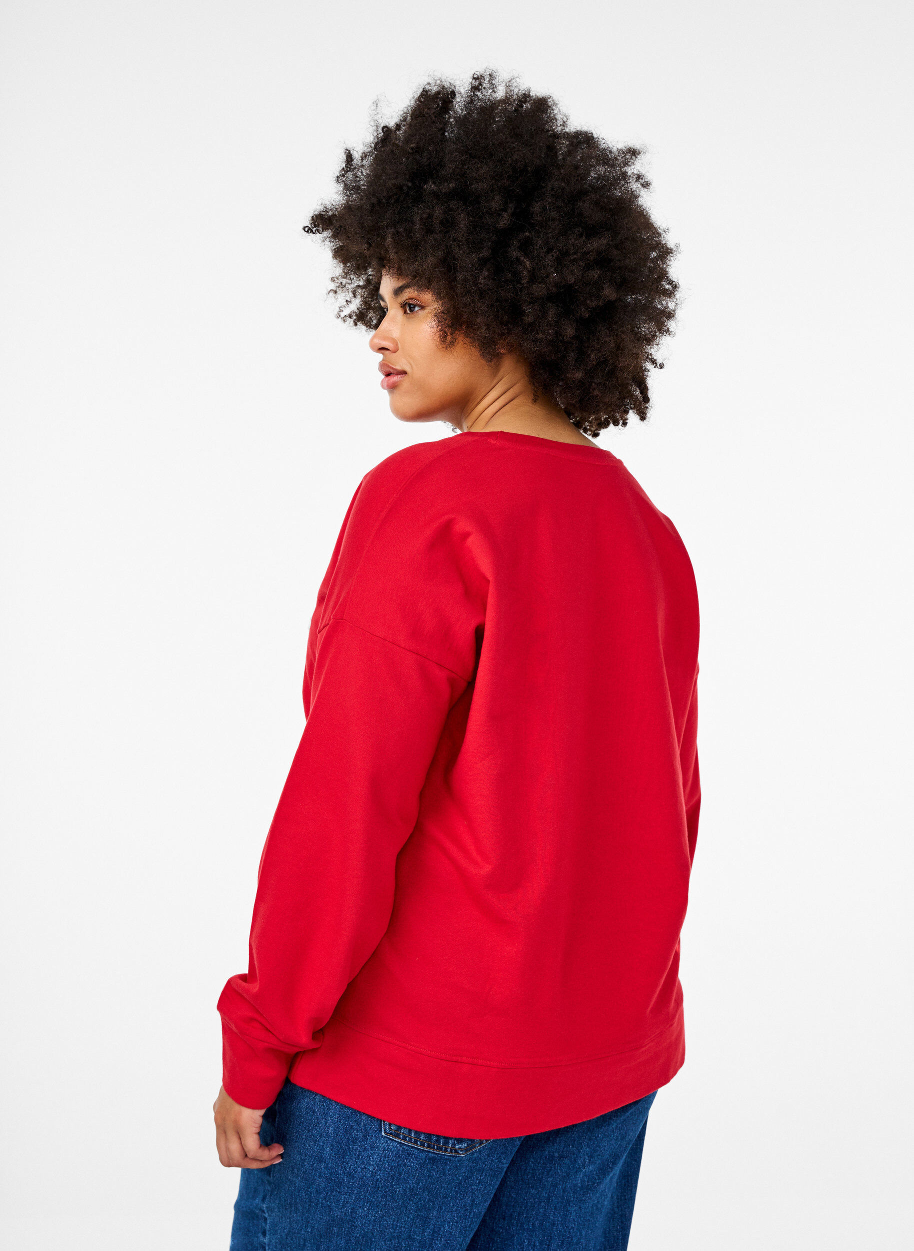 Zizzifashion Sweatshirt with embossed text design, Red, Model image number 2