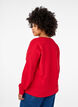 Sweatshirt with embossed text design, Red, Model image number 2