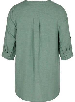 Shirt blouse with V-neck and pockets, Balsam Green, Packshot image number 1
