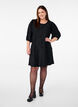 Short dress with texture and 3/4 sleeves, Black, Model image number 1