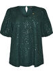 Sequin blouse with balloon sleeves, Green, Packshot image number 0