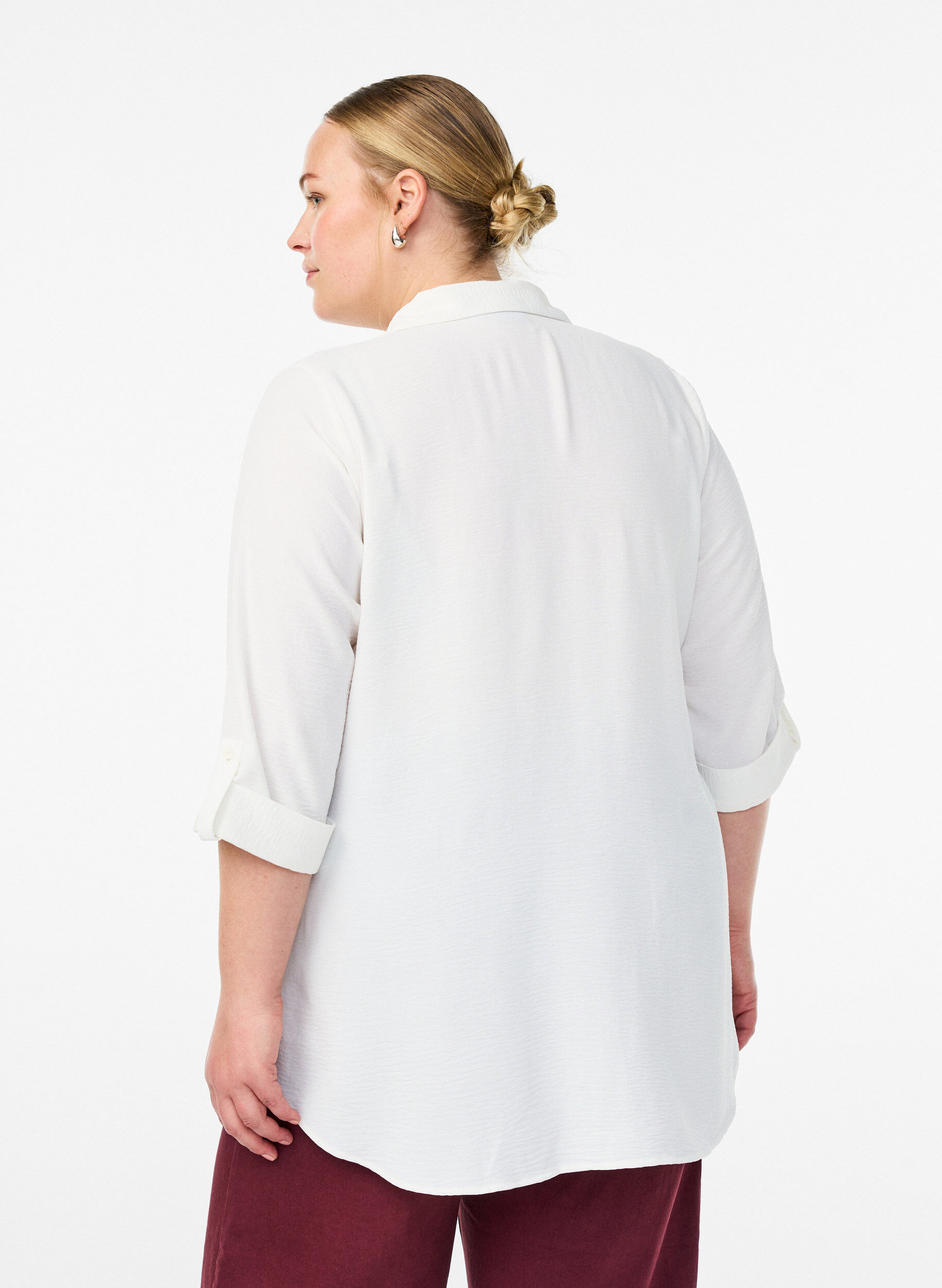 Zizzifashion Shirt with chest pockets and 3/4 sleeves, Vanilla, Model image number 2