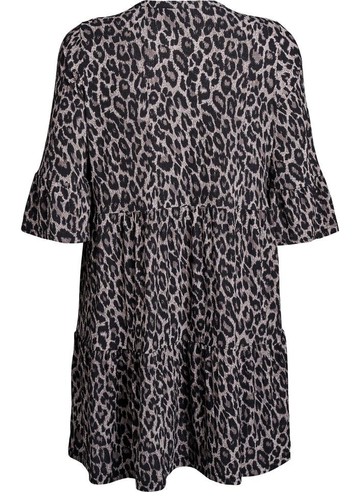 Short A-line dress with leopard print, Dark Grey, Packshot image number 1