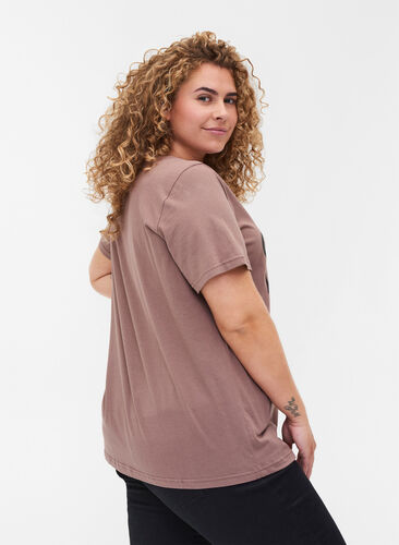 Organic cotton T-shirt with print, Deep Taupe, Model image number 1