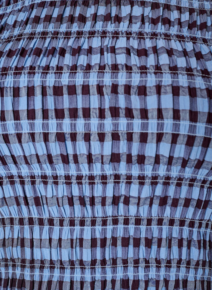 Smock blouse with gingham check and ruffle hem, Blue, Packshot image number 2