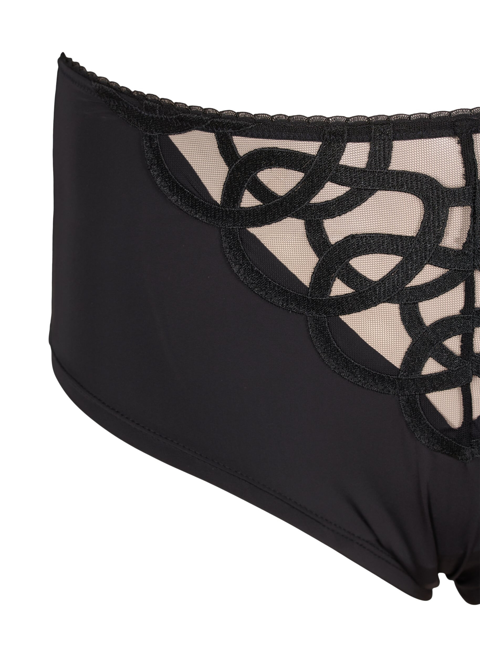 Zizzifashion Microfibre panties with lace details, Black, Packshot image number 2