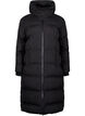 Long puffer winter coat with hood, Black, Packshot image number 0