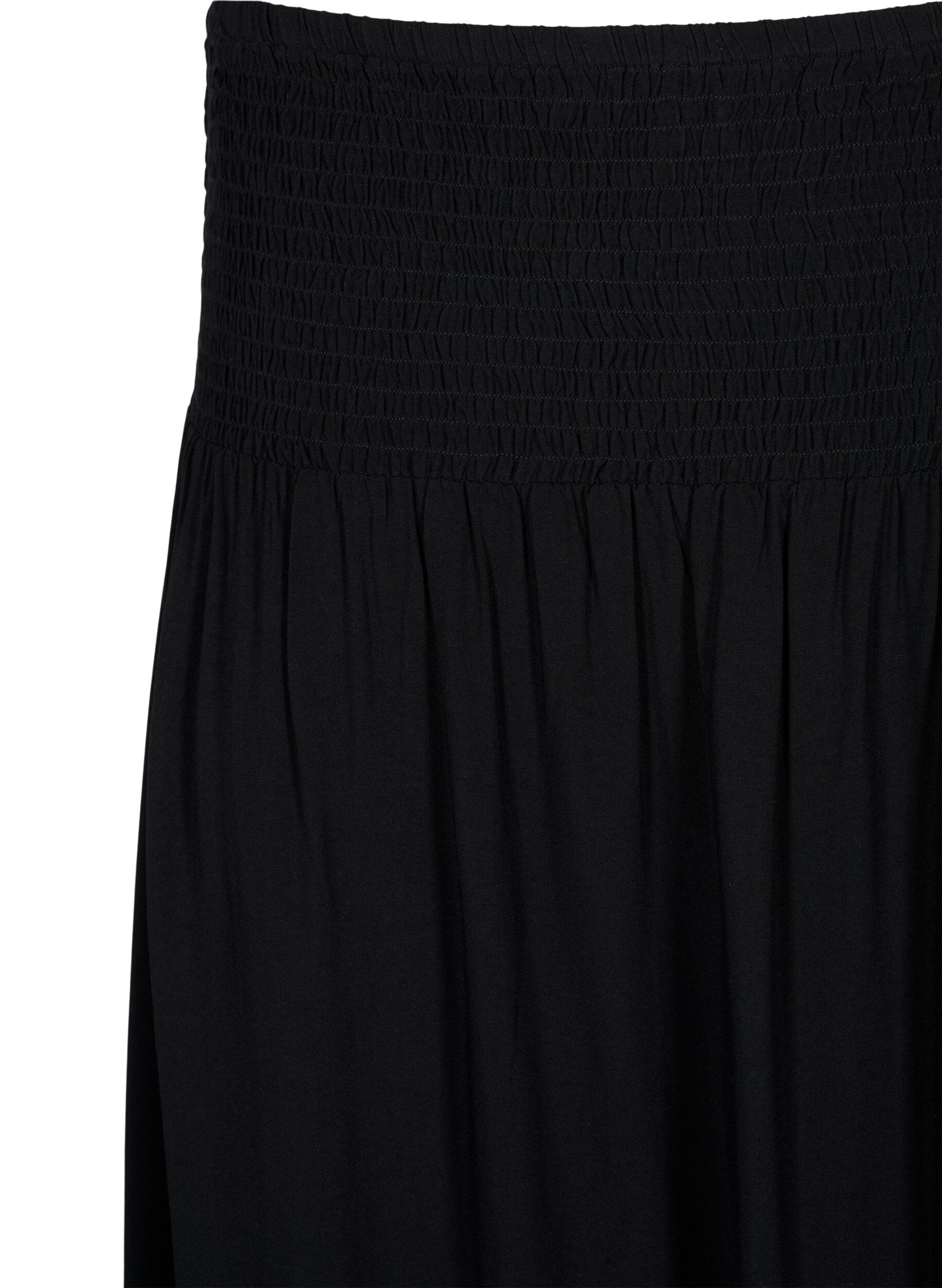 ZizzifashionViscose maxi skirt with smocking, Black, Packshot image number 2