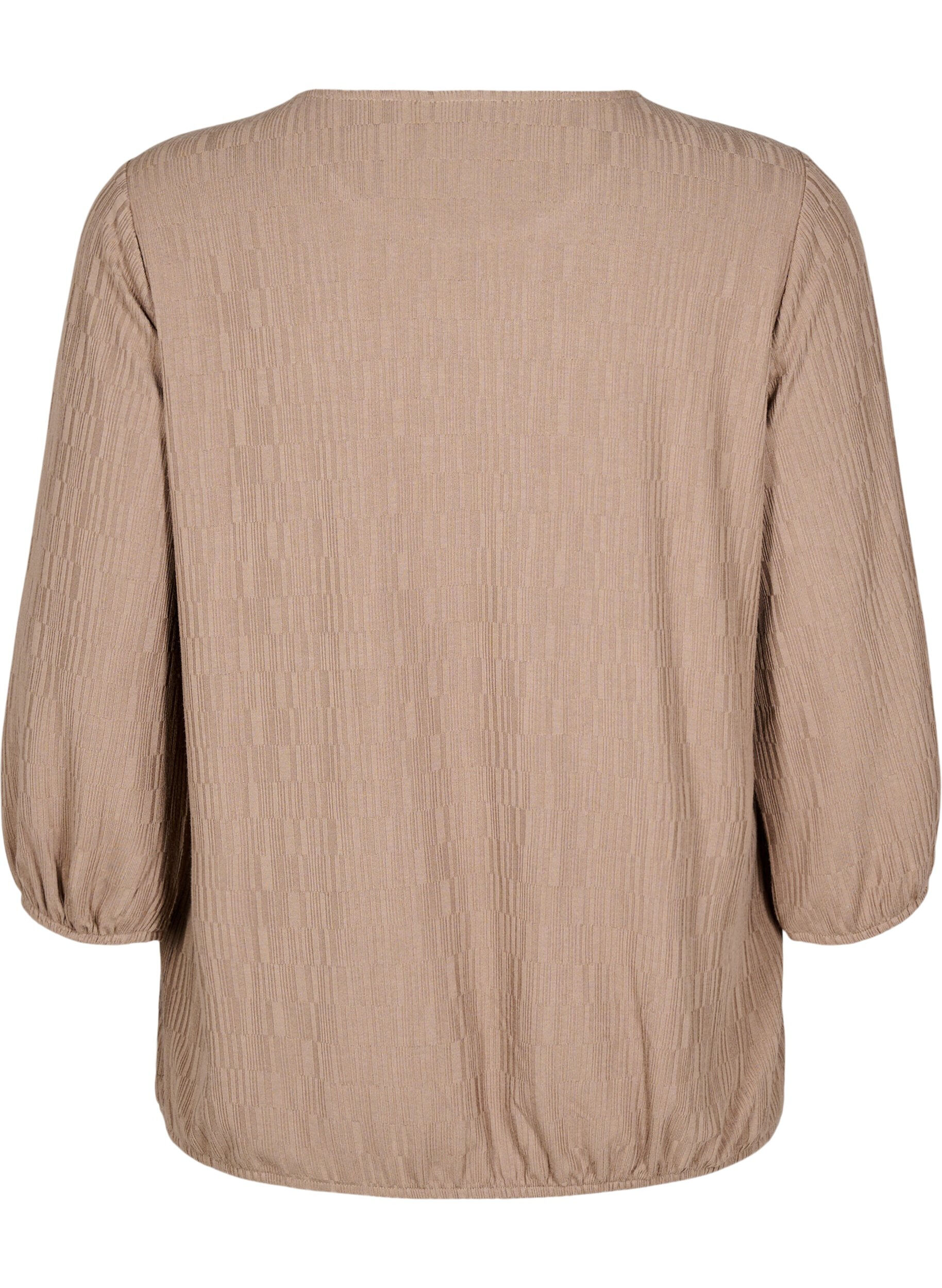 Zizzifashion Blouse with texture and 3/4 sleeves, Brown, Packshot image number 1