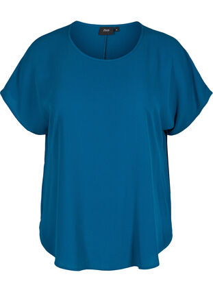 Blouse with short sleeves and a round neckline, Poseidon, Packshot image number 0