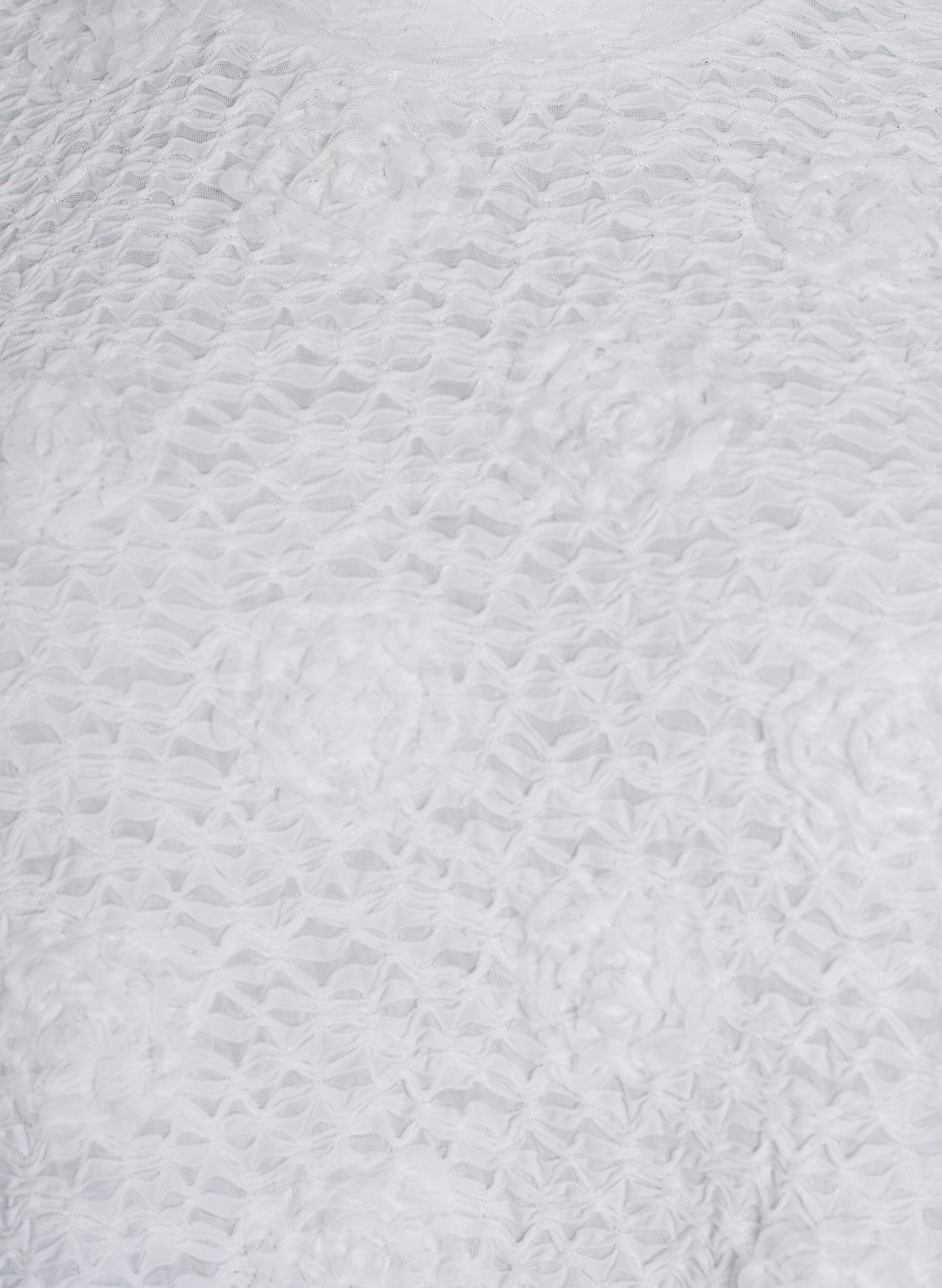 Zizzifashion Blouse with 3D flowers and short sleeves, White, Packshot image number 2