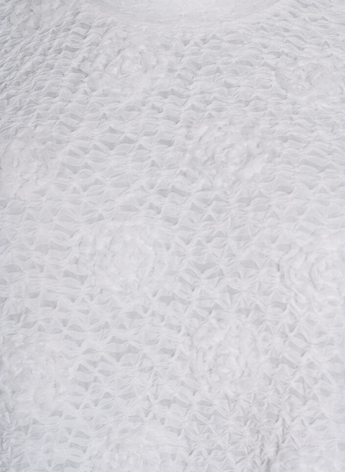 Blouse with 3D flowers and short sleeves, White, Packshot image number 2