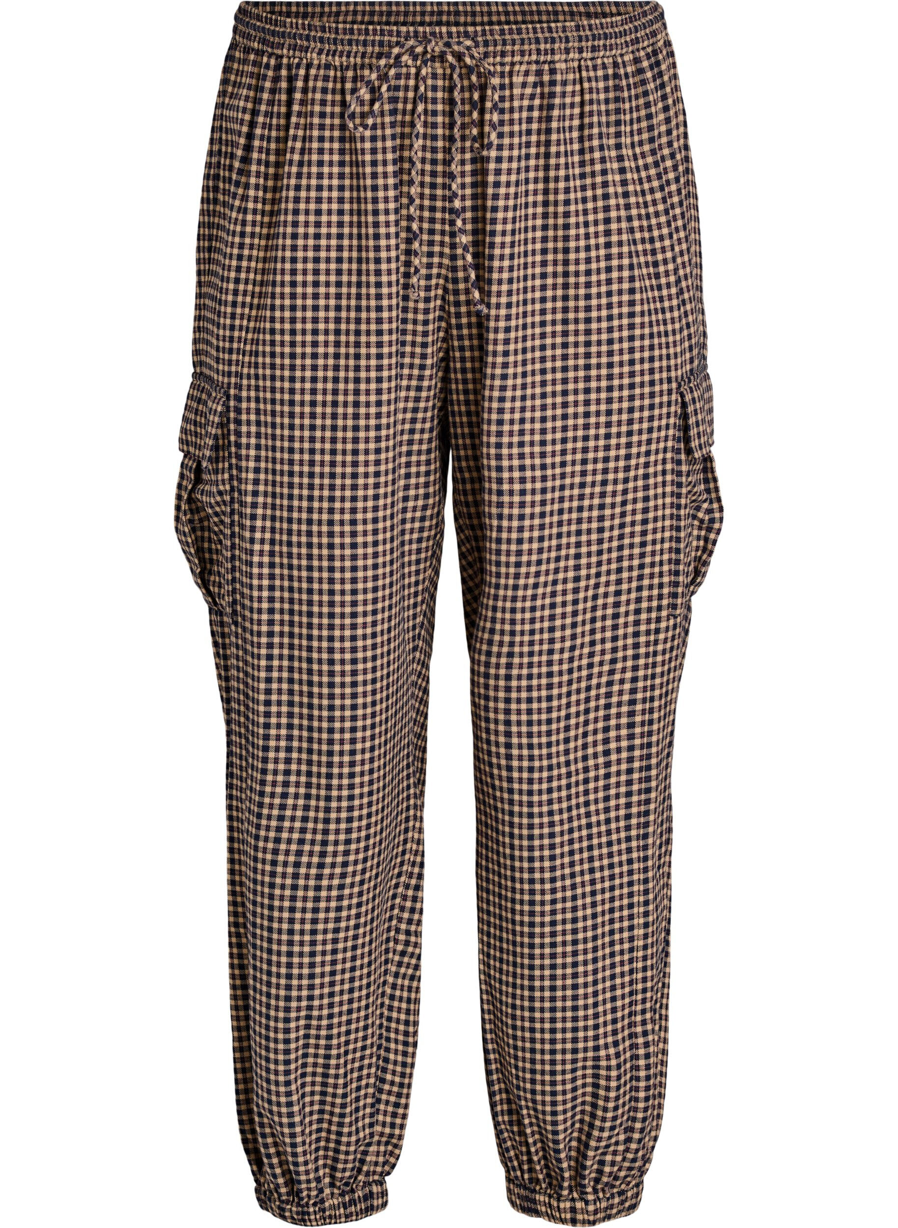 ZizzifashionChecked cotton cargo trousers, Brown, Packshot image number 0
