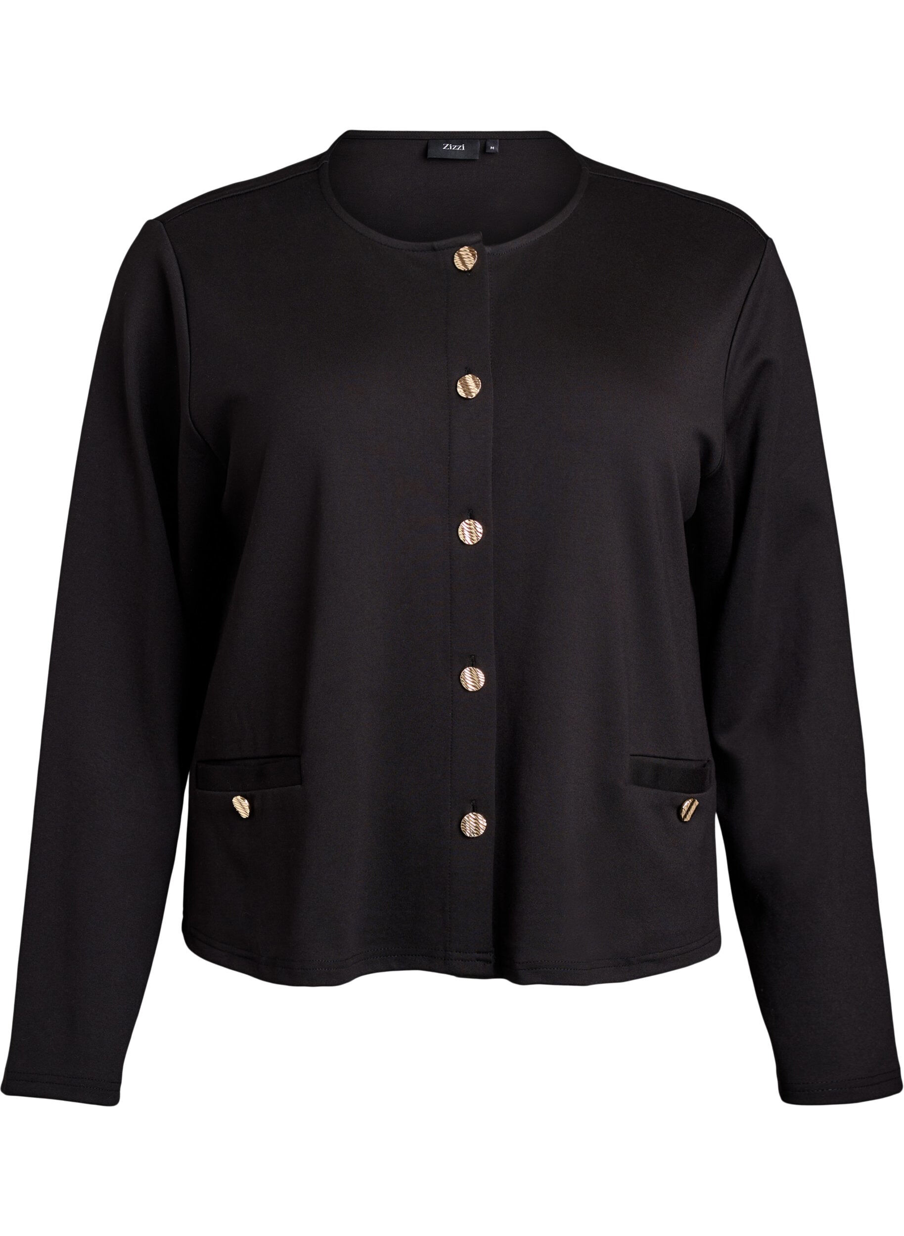 Zizzifashion Cardigan with decorative buttons, Black, Packshot image number 0
